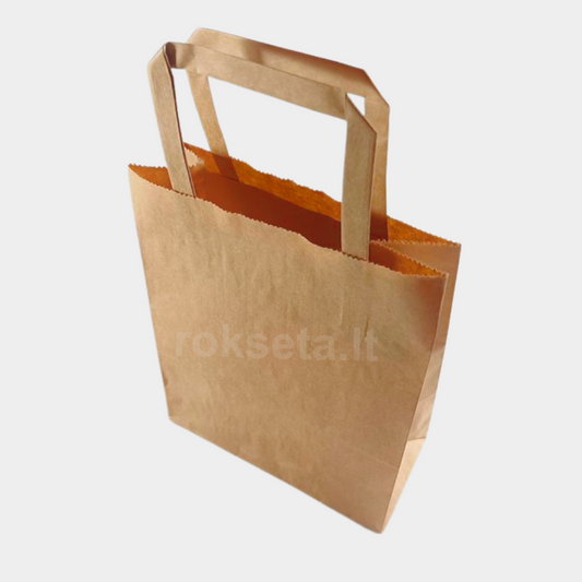 Maišeliai popieriniai rudi 400X180X390 mm su sukta rankena