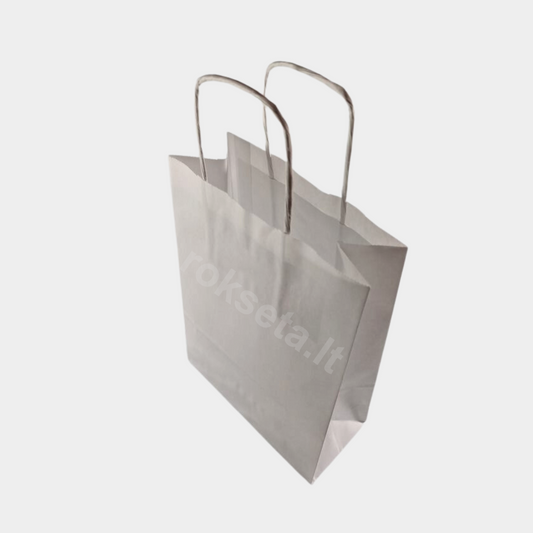Maišeliai popieriniai balti 305X170X445 mm su sukta rankena
