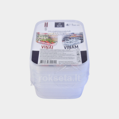 Hermetiškai sandarus indelis su dangteliu 750 ml. 4 vnt.