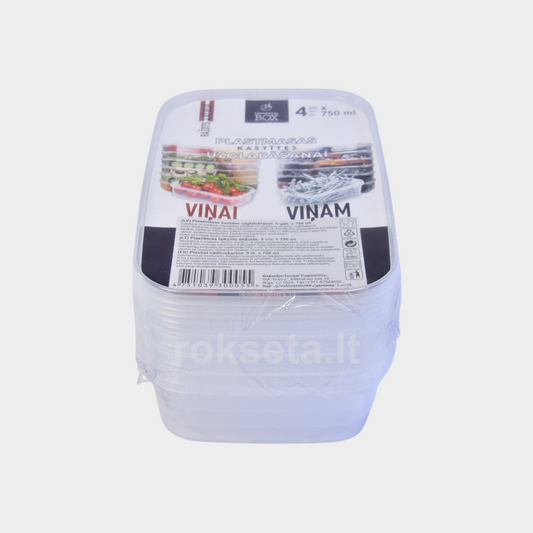 Hermetiškai sandarus indelis su dangteliu 750 ml. 4 vnt.
