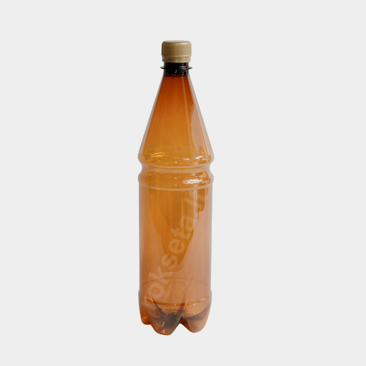PET bottles 1 liter. brown with corks